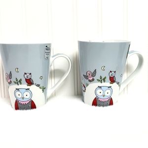 Pair of Konitz Globetrotting owl mugs